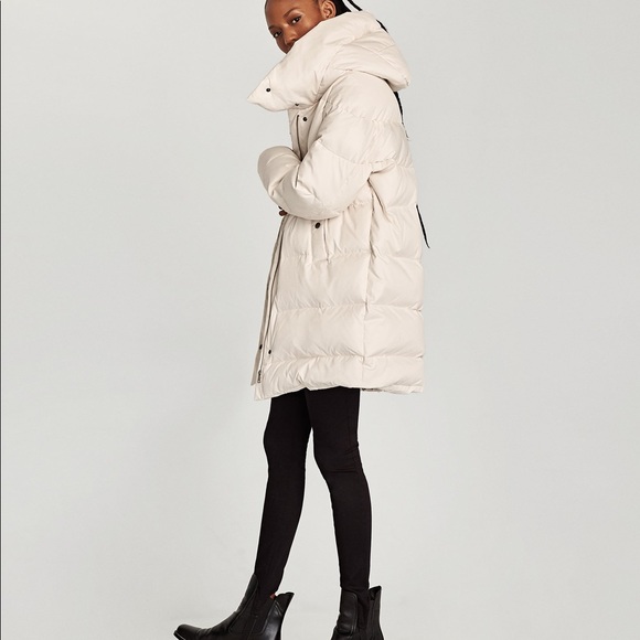 Zara Jackets & Coats Nwt Zara White High Neck Long Puffer Down Coat